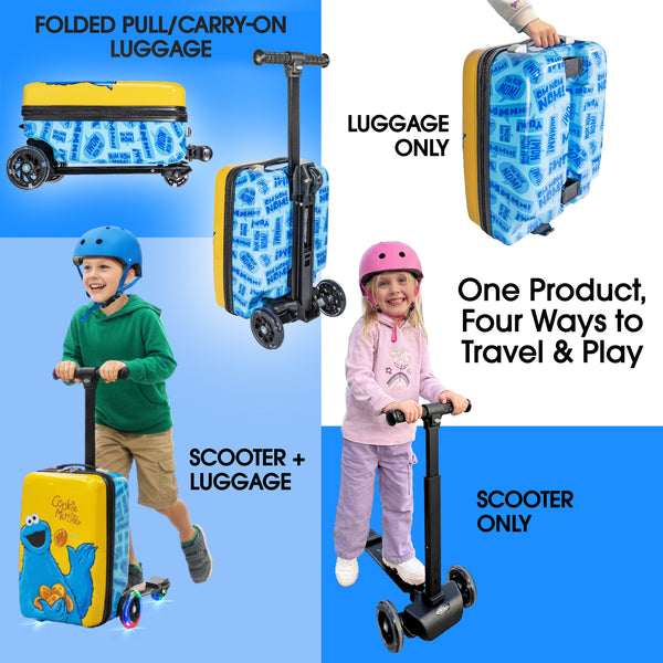 Cookie Monster 4-in-1 Detachable Scooter Luggage