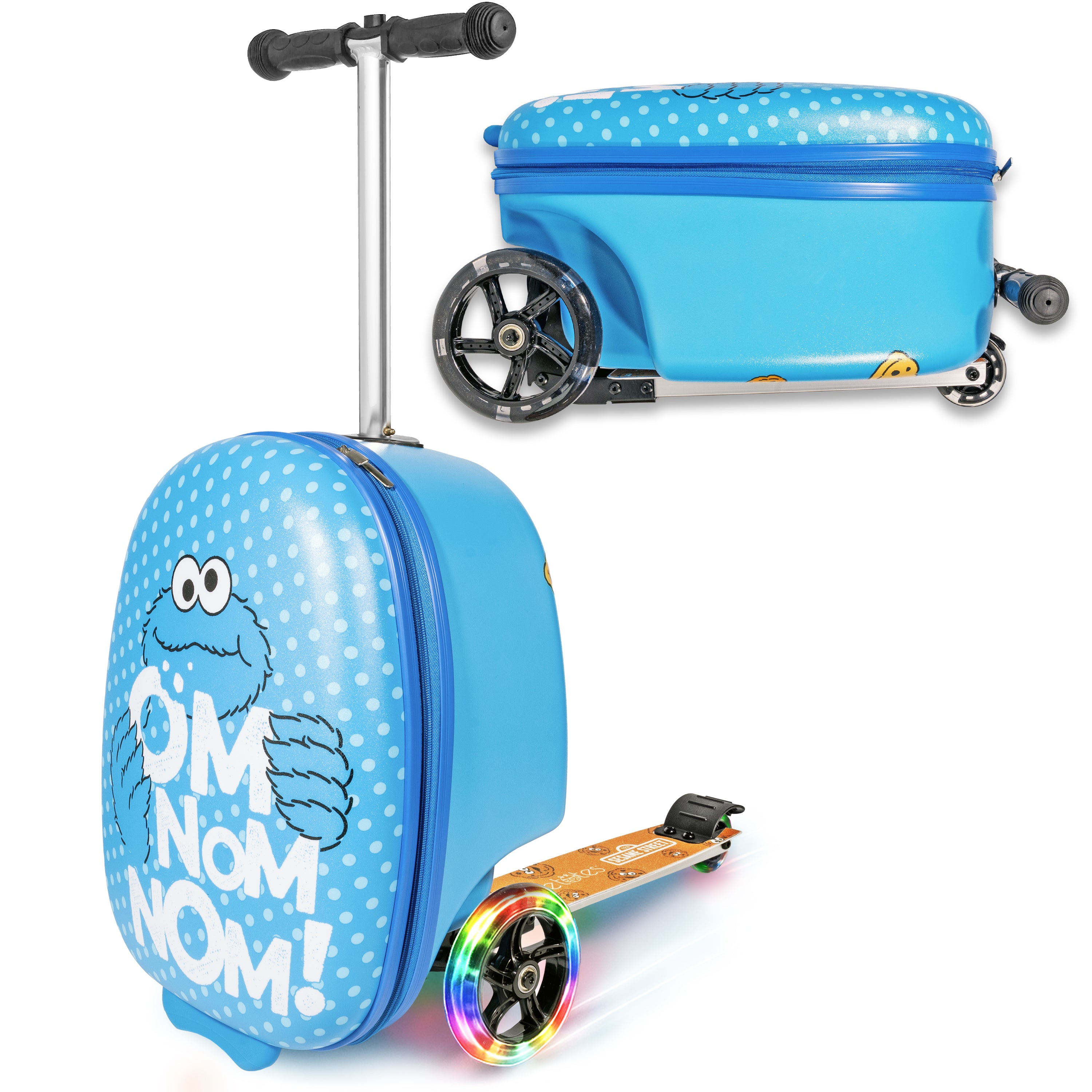 Cookie Monster Kids Carry-On Scooter Luggage