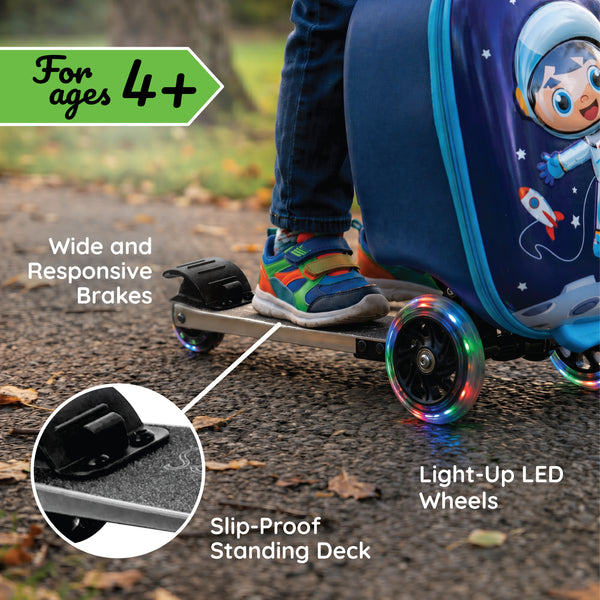 Space Boy Kids Carry-On Scooter Luggage