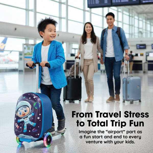 Space Boy Kids Carry-On Scooter Luggage
