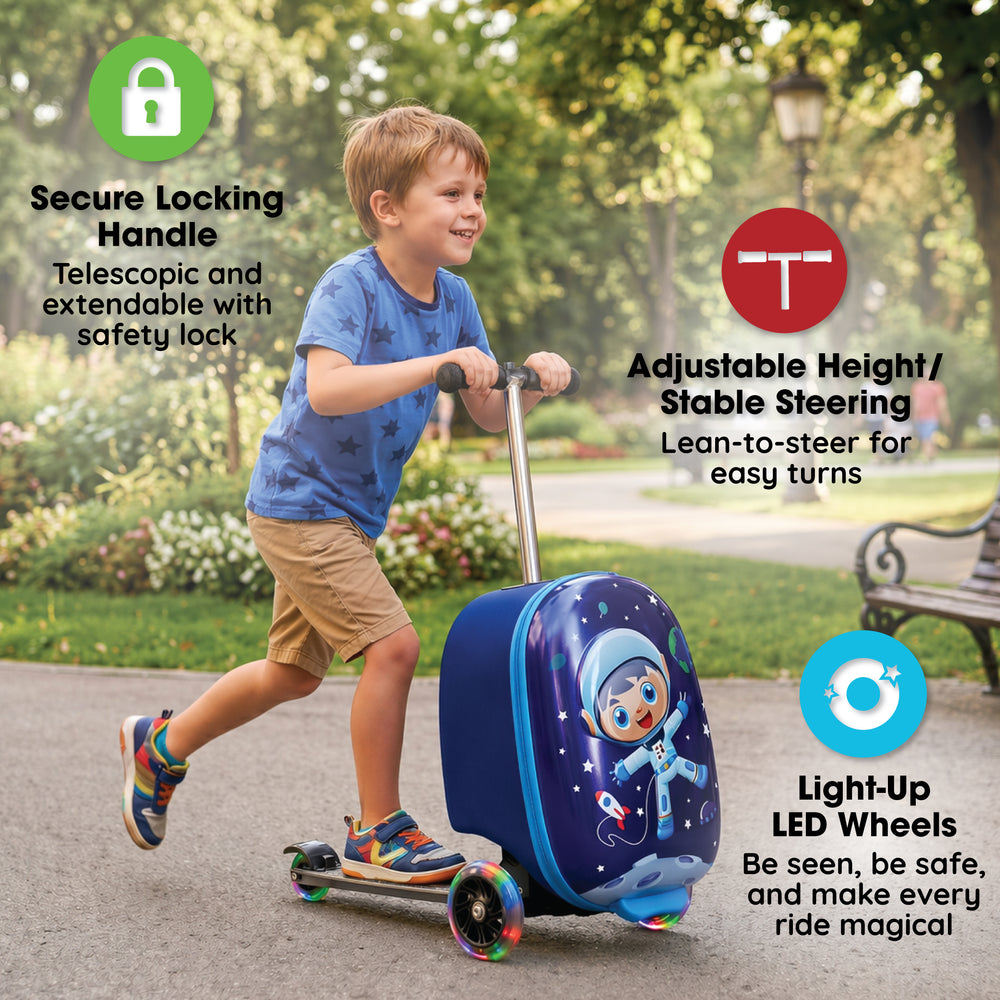 Space Boy Kids Carry-On Scooter Luggage