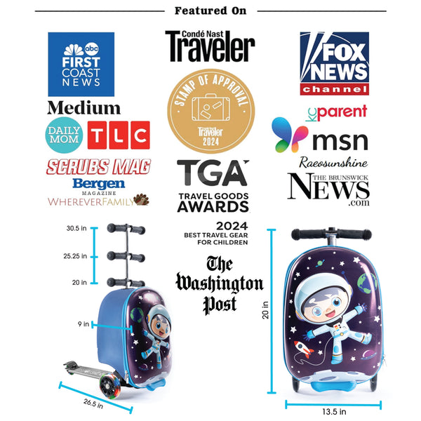 Space Boy Kids Carry-On Scooter Luggage