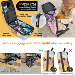 Monster Truck Detachable Scooter Luggage